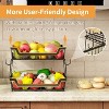 Detachable metal storage basket with wooden handle and hook,suitable for kitchen vegetables,fruits,seasonings,etc - 3 of 4