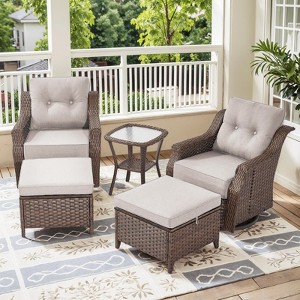 Gymojoy Outdoor Swivel Chairs with Side Table Glider Chair with Cushion - 1 of 4