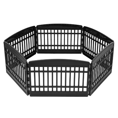 Black 6-Panel Plastic Pet Playpen for Indoor/Outdoor Use