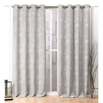 Set of 2 Nicole Miller Turion Floral Room Darkening Blackout Grommet Top Curtain Panels Gray - Nicole Miller