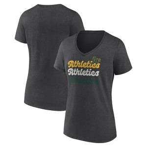 MLB Oakland Athletics Women's Gray Short Sleeve V-Neck T-Shirt - 1 of 3