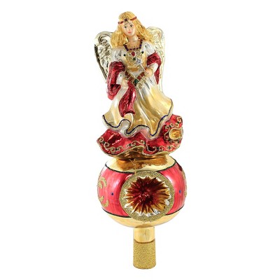 Huras 12.25" Angel On Scrolled Reflector Tree Topper Finial Sunburst  -  Tree Toppers