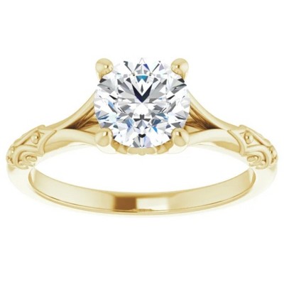 Pompeii3 1 Ct Solitaire Diamond Engagement Ring 14k Yellow Gold Lab Created