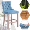QingMoon Velvet Upholstered Barstools, Button Tufted Counter Chairs Set of 2 with Nailhead Trim and Wooden Legs for Kitchen, Cafe, Pub - 3 of 4