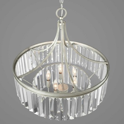 Silver Ridge Prismatic Glass 5-Light Bronze Drum Pendant