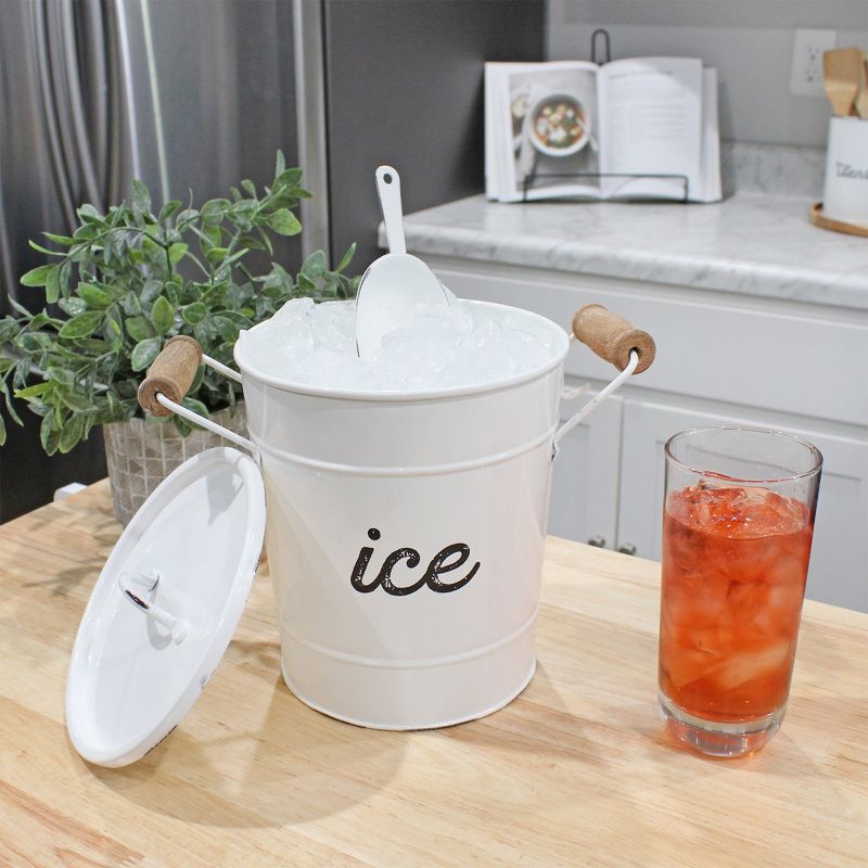 AuldHome Design Farmhouse Enamelware Ice Bucket; Retro Style Insulated Metal Ice Server, 4 of 9