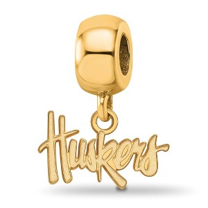 Black Bow Jewelry 14k Yellow Gold Plated Sterling Silver Nebraska Cornhuskers NCAA Bead Charm - 1 of 4