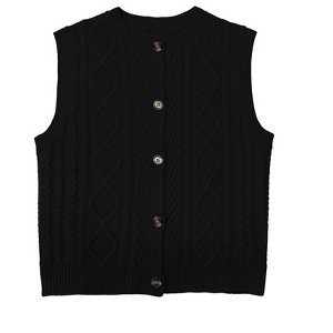 Girls' Cable Knit Button - Front Sleeveless Cardigan Vest - 1 of 1