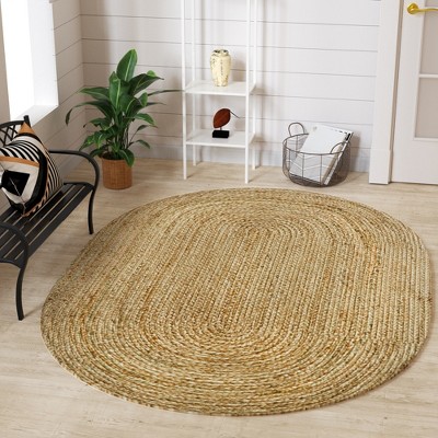 Maxax Natural Jute Oval Rugs, Hand Woven Jute Area Rug for Halloween Christmas Living Room Home Entryway Decor Rustic Farmhouse