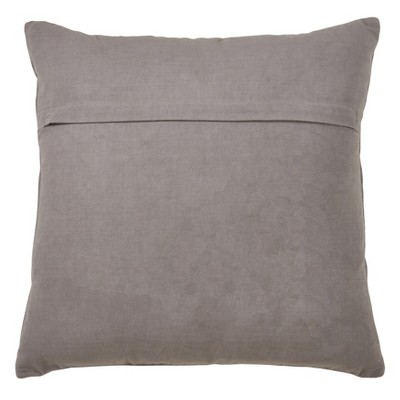 Gray Cotton Pom Pom Boho-Chic Throw Pillow