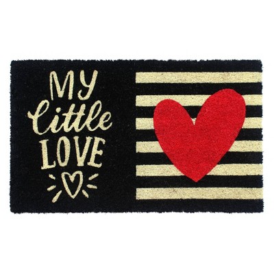 1'6" x 2'6" Tufted My Little Love Coir Doormat Black - Raj