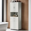 70" H Tall Bathroom Cabinet with Laundry Basket, Double Storage Cabinets with Doors and Open Storage Space - Leovsnove - 2 of 4