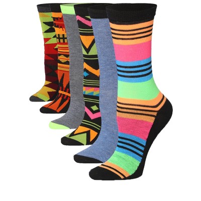 Tipi Toe Women's 6-Pairs Rainbow Threads Colorful Funky Weave Patterned ...