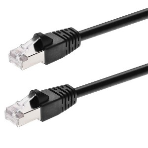 Monoprice Cat6A Ethernet Patch Cable - 1 Feet - Black | Network Internet Cord - RJ45, 550Mhz, STP, Pure Bare Copper Wire, 10G, 26AWG - 1 of 4