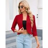 YESFASHION Women's Open Front Office Work Business  3/4 Sleeve Casual Lightweight 2025 Summer Crop Suit Blazer - 4 of 4