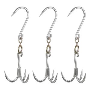 Unique Bargains Carbon Steel Swivel Corrosion-resistant Three-Prong Meat Hooks 3 Pcs - 1 of 4