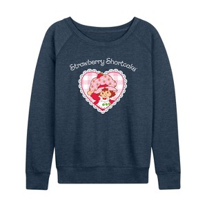 Women's - Strawberry Shortcake - Coquette Heart-Women's French Terry Long Sleeve Shirt Lightweight French Terry Wide Neck Long Sleeve Graphic Shirt - 1 of 4