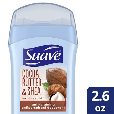 Suave Invisible Solid Deodorant Antiperspirant Cocoa Shea Butter 48 Hr Odor & Wetness Protection 2.6 oz