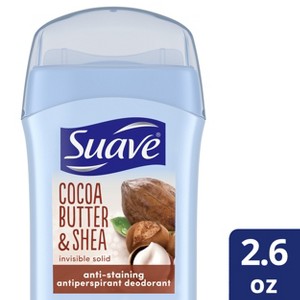 Suave Invisible Solid Deodorant Antiperspirant Cocoa Shea Butter 48 Hr Odor & Wetness Protection 2.6 oz - 1 of 4