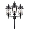 John Timberland Casa Marseille Vintage Outdoor Post Light Textured Black 3-Light Street Lantern 100" Clear Hammered Glass for Exterior Light Barn Deck - 3 of 4