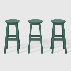 WestinTrends Malibu 29" All Weather Hdpe Outdoor Patio Round Backless Bar Stool (Set of 3) - 1 of 4