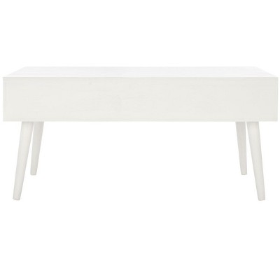 Mozart Mid-Century Rectangular Coffee Table with Storage - Distressed White