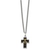 Chisel Stainless Steel with Diamond-cut 14K Gold Accent with Black Enamel Cross and Anchor Pendant on a 24" Necklace - 3 of 4