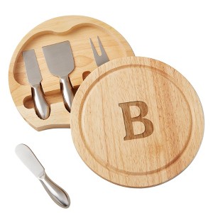 Personalization Mall Initial Round Cheese Board & Tools Set - 1 of 3