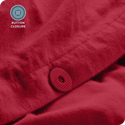 Red Heavyweight Cotton Flannel King/California King Duvet Cover Set