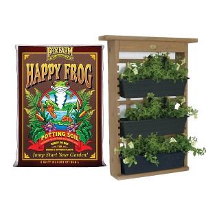 Algreen 34002 GardenView Vertical Living Wall Hanging Planter for 3 Planters and Foxfarm Happy Frog Ph Adjusted Garden Potting Soil Mix, 2 Cubic Feet - 1 of 4