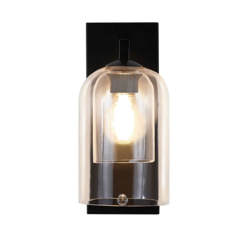 1-Light Glass Wall Sconce with Dome Shade Black - Teamson Home, 5 of 8