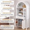71" Tall Arched Pantry Cabinet with Adjustable Shelves, Glass Door & Hidden Drawer, Display Storage for Living Dining Room-3irtyhousy - 3 of 4