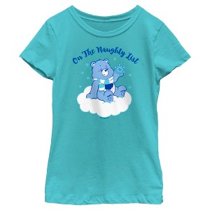 Girl's Care Bears Christmas Grumpy Bear On the Naughty List T-Shirt - 1 of 4