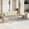 vidaXL 6 Piece Patio Sofa Set with Cushions Beige Poly Rattan - Without Table - 2 of 4