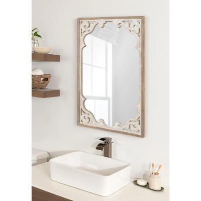 Shovali Rustic Brown 22x34 Ornate Wood-Carved Wall Mirror