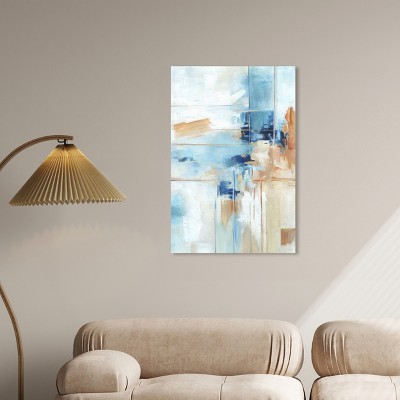Large Blue and Beige Abstract Canvas Wall Art