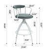 DSVIMOY Counter and Bar Stool Set of 2 Modern Swivel Stools with Fabric Seat and Metal Frame for Kitchen and Dining, Blue, 26.77"*20.87"*12.6" - 3 of 4