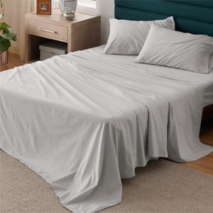 100% Cotton Percale Sheets,Sheet Set with Deep Pocket Up to 16 Inches, Breathable & Crirsp Soft, Bedsheet & Pillowcase Sets, 4 Pieces - 1 of 4