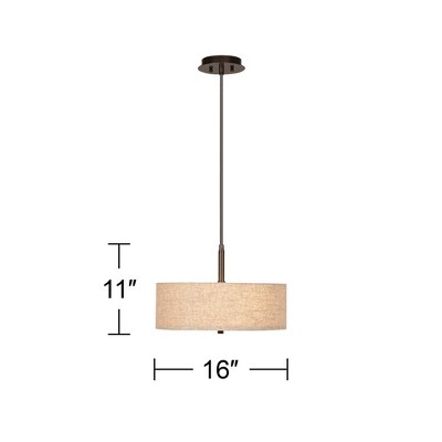 Bronze Modern 18" Drum Pendant Light with Cream Shade