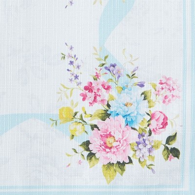 Blue and White Floral Polyester Table Runner, 13x70