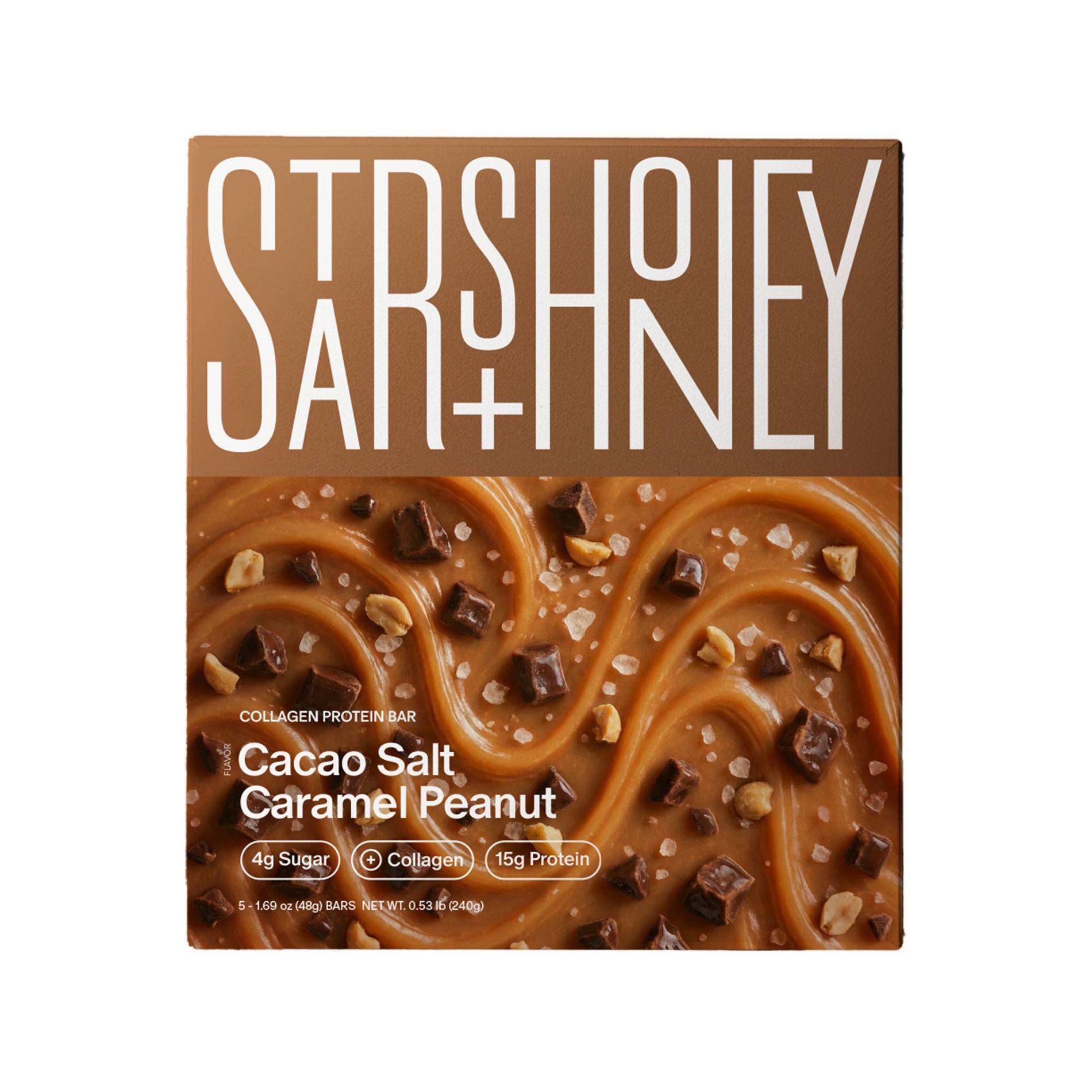 Stars + Honey Collagen Cacao Salt Caramel Peanut Protein Bars - 15g Protein - 8.45oz/5pk