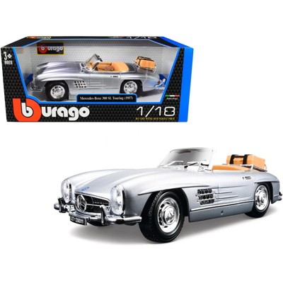 1957 Mercedes Benz 300SL Touring Convertible Silver 1/18 Diecast Model Car by Bburago