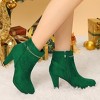 Allegra K Women's Slip-on Zip Round Toe Heel Ankle Boots - 2 of 4