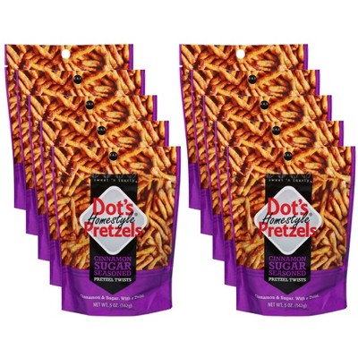 Dot's Pretzels Cinnamon Sugar Seasoned Pretzel Twists - Case of 10/5 oz