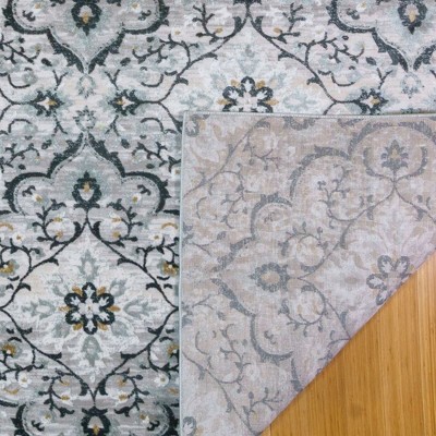 Gray Tufted Rectangular Synthetic Medallion Area Rug 5' x 7'