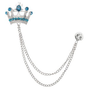 Unique Bargains Crown Hanging Chain Brooch Rhinestone Suit Pins - 1 of 4