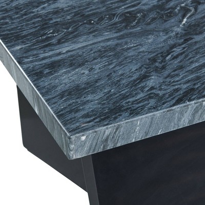 Contemporary Dark Gray 22" Square Wood & Stone End Table