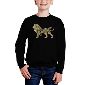 LA Pop Art Lion - Boy's Word Art Crewneck Sweatshirt - 1 of 3