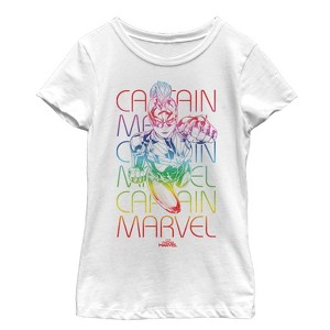 Girl's Marvel Captain Marvel Rainbow Kree T-Shirt - 1 of 4