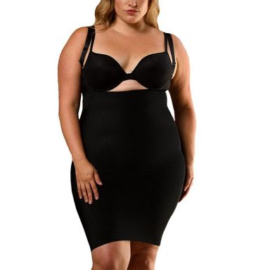 plus size dress shapewear IDA FULL SLEEVE SHAPEWEAR PLUS SIZE DRESS S / Black